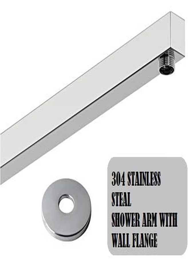 FOLX FBA48 Premium Grade Stainless Steel Square And Round Shower Arm with Wall Flange, Thread Size 0.5" Inch (Square (SILVER), 24 INCH) - Image 2